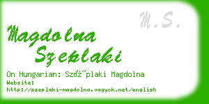 magdolna szeplaki business card